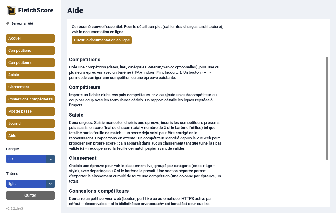 Écran Aide, résumé du mode d'emploi